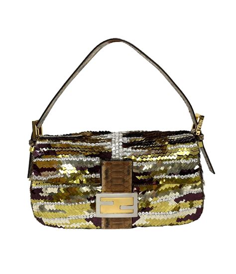 fendi gold sequin baguette|Fendi baguette monogram.